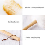 Lambs Wool Duster with Solid Bamboo Handle, Leather Hang Strap, 18.9 inch Long - Image 3