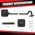 6”-10” Cabin Hook Eye Latch Gate, Heavy Duty 4 Mounting Points Bracket - Image 4