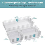 9 Pack Large Clear Plastic Drawer Organizer Trays, Desk Drawer Organizers and - Image 2