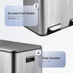 WLIVE 2 x 8 Gallon / 2 x 30 Liter Dual Trash Can, Stainless Steel Double - Image 7