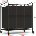 Simple Houseware Heavy Duty 3-Bag Laundry Sorter Rolling Cart - Image 5