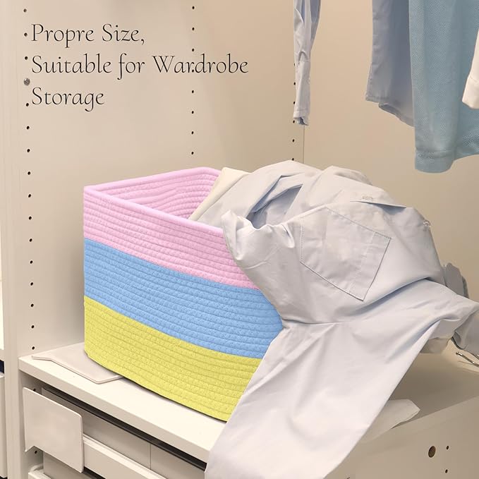 Hopegiver Woven Storage Baskets 15x11x10 Inch, 1 Pack Collapsible Cube Storage - Image 4
