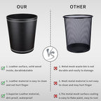 Pu Leather Trash Can, 2.6 Gallon Black Bathroom Trash Can, Small Office Garbage - Image 6