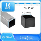 16 Pcs 1" x 1" Square Rubber Chair Leg Caps, PVC Table Leg Covers, Flexible & - Image 2