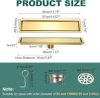 uxcell Rectangular Shower Drain, Brushed 304 Stainless Steel Odor-Proof Floor - Image 2