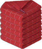 Artoid Mode Checkered Designed Cotton Red Terry Kitchen Dish Cloths, 12x12 Inch by ArtoidMode