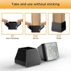 Square Chair Leg Protectors for Hardwood Floors, （Fit: 2.25" -2.75" Black）. - Image 4