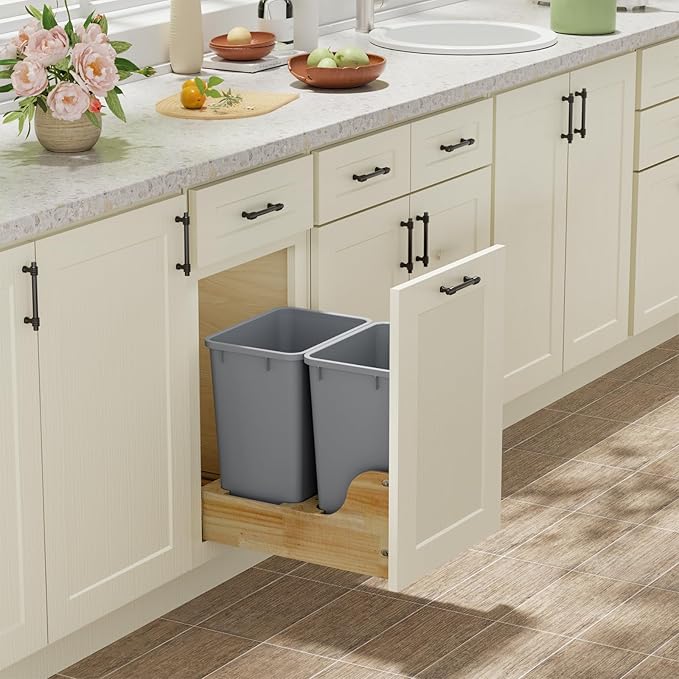 ROOMTEC 35QT Kitchen Trash Can, Lightweight and Sturdy Slim Trash Can, - Image 3