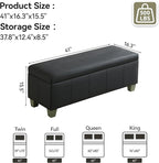 41" Faux Leather Storage Ottoman, Stitch Tufted Rectangle Upholstered End of - Image 2