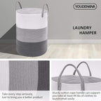 YOUDENOVA Woven Rope Laundry Hamper Basket, 58L Tall Luandry Basket, Baby - Image 8
