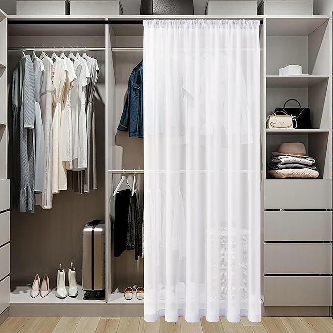 Tollpiz Sheer Door Curtain Closet Linen Textured Curtains Sheer Doorway Light - Image 3