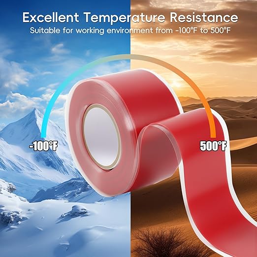 Self Fusing Silicone Tape 4 Rolls 1 in x 10' Red Waterproof Rescue Tape Rubber - Image 5
