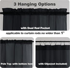 Chyhomenyc Black Sheer Curtain 72 Inches Length 2 Panels, Voile Top Dual Rod - Image 3