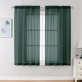 Chyhomenyc Hunter Green Sheer Curtains 63 Inch Length 2 Panels, Rod Pocket by Chyhomenyc