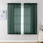 Chyhomenyc Hunter Green Sheer Curtains 63 Inch Length 2 Panels, Rod Pocket by Chyhomenyc