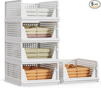 Proarea 5 Pack Stackable Plastic Storage Basket Closet Organizer Bin Foldable by Proarea