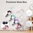 Large Shoe Boxes Clear Plastic Stackable, 8 Pack Drop Side Shoe Storage - Image 3