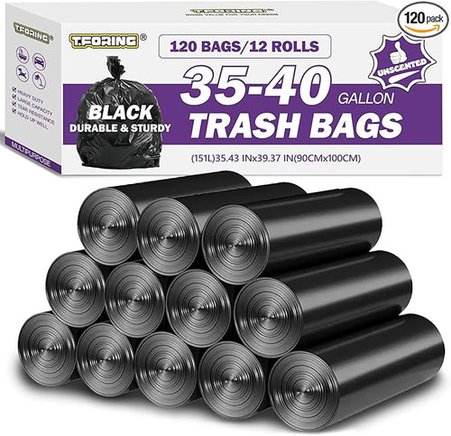 35-40 Gallon Black Trash Bags 120 Count by TFORING%C2%AE