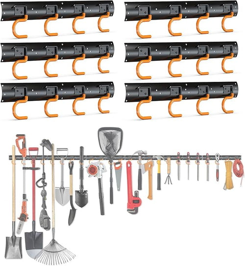 3-H 6×16" All Metal Garden Tool Organizer, Garage Tool Organizer, Broom Holder by 3-H