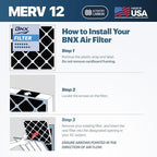 BNX TruFilter 20x25x1 MERV 12 Odor Defense AC Furnace Air Filter - Image 8