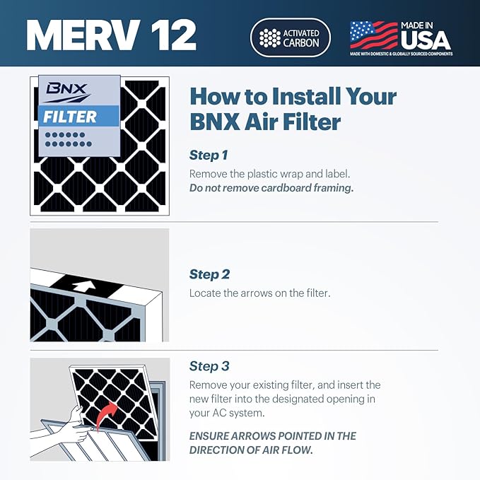 BNX TruFilter 18x20x1 MERV 12 Odor Defense AC Furnace Air Filter - Image 8