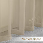 Chyhomenyc Taupe Sheer Curtains 96 inches Long 2 Panels, Light Filtering Soft - Image 9