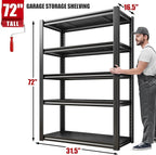 Raybee Storage Shelves 2000LBS Garage Shelving Heavy Duty, 5-Tier Adjustable - Image 3