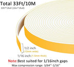 White Strong Adhesive Seal Foam Tape, Weather Stripping - Image 5