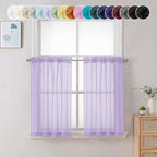 Chyhomenyc Sheer Lilac Tier Curtains 24 Inch Length, Small Window Curtains by Chyhomenyc