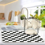 Black White Chessboard Dish Drying Mat - Image 5