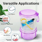 Leakproof Denture Case Purple Denture Soaking Cup False Teeth Container - Image 4
