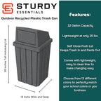 32 Gallon Square Slatted 100% Recycled Plastic Heavy-Duty Commercial Outdoor or - Image 2