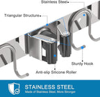 Mop Broom Holder Wall Mount, 2 Packs Silver Stainless Steel Tool Storage - Image 3