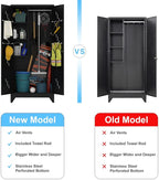 Metal Storage Cabinet with Lock Door, Broom Closet Bathroom Storage Cabinet - Image 5