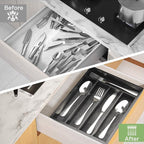 Small Kitchen Utensil Organizer Wooden Cutlery Tray Narrow Wood Silverware - Image 6