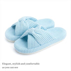 Chantomoo Slippers for Women Memory Foam House Bedroom Corduroy Bow Crossbands - Image 5
