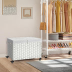 Rolling Storage Basket with Lid, 47.6 Gallon Storage Bin with Wheels, Woven - Image 2