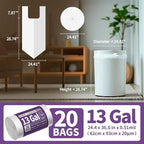 Small Trash Bags with Handles 13 Gallon 20 Count White - Image 6
