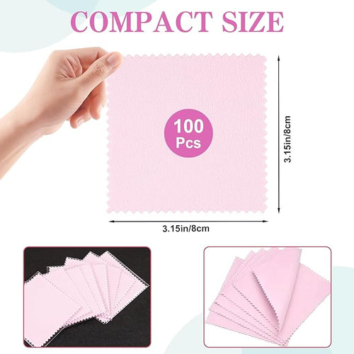 100 Pack Jewelry Polishing Cloth, 3.15" x 3.15" Pink Cleaning Cloths, Small - Image 2