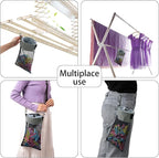Mesh Clothespin Bag with Hooks Hanging Clothes Pin Bag with Drawstring Closure - Image 5