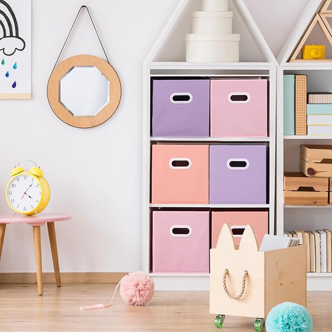Stero Fabric Storage Cubes Bins, 11 inch Fun Colored Foldable Storage Baskets - Image 4