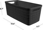 Curver Set of 8 Jute Slim Decorative Plastic Organization and Storage Baskets - Image 2