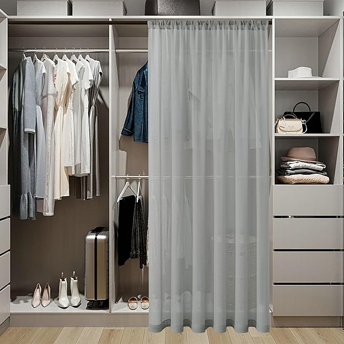 Tollpiz Short Sheer Door Curtain Closet Linen Textured Curtain Sheers Doorway - Image 3