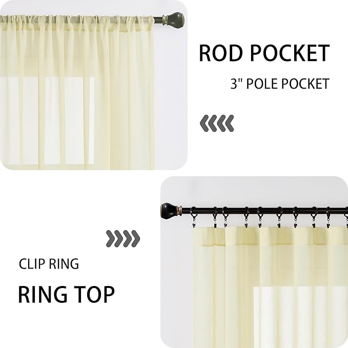 Tollpiz Sheer Door Curtains Closet Linen Textured Curtain Sheers Doorway Light - Image 5
