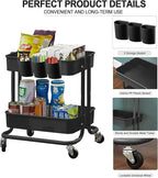 Melody House 2-Tier Utility Rolling Cart Storage Sofa Side Table - Image 3