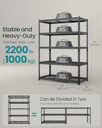 SONGMICS 5-Tier Storage Shelves, Heavy-Duty Garage Shelving, Adjustable - Image 3