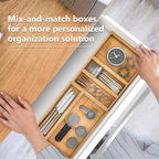 Bamboo Kitchen Drawer Organizer, Stackable Silverware Tray Utensil Organizer - Image 2
