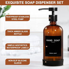 Amber Glass Soap Dispenser 2 Pack, Hand Soap Dispenser Bathroom - Image 3