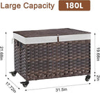 Rolling Storage Basket with Lid, 47.6 Gallon Storage Bin with Wheels, Woven - Image 4