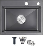 23x18 Inch Kitchen Sink, Handmade 304 Stainless Steel Sink, Topmount by OUGOO